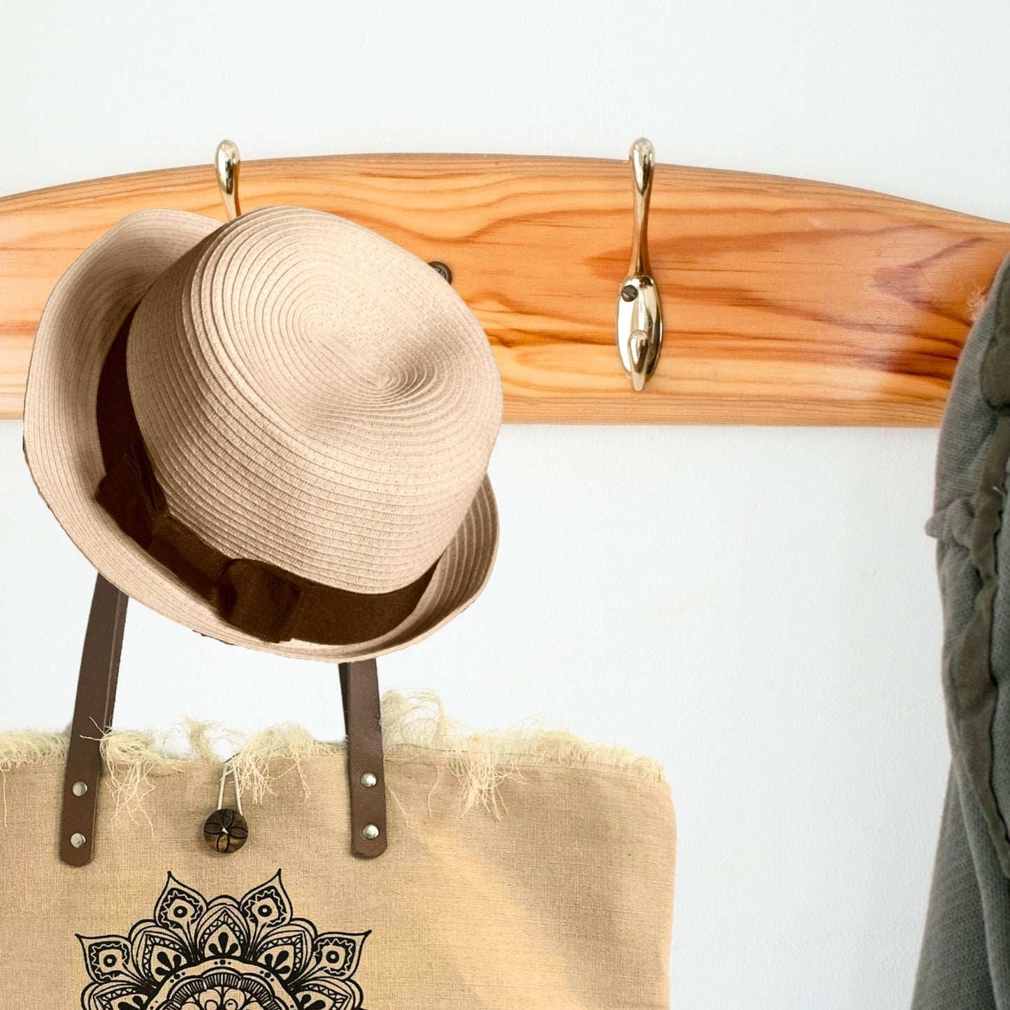 Natürliche Tragetasche Mit Ledergriff - Mandala