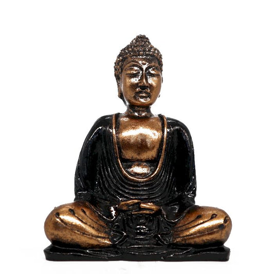 Schwarzer Und Goldener Buddha Mittelgroß Handbemalt Von Balinesischen Kunsthandwerkern