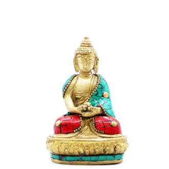 Messing Buddha Figur Amitabha 9 5 cm Handgefertigt aus Indien
