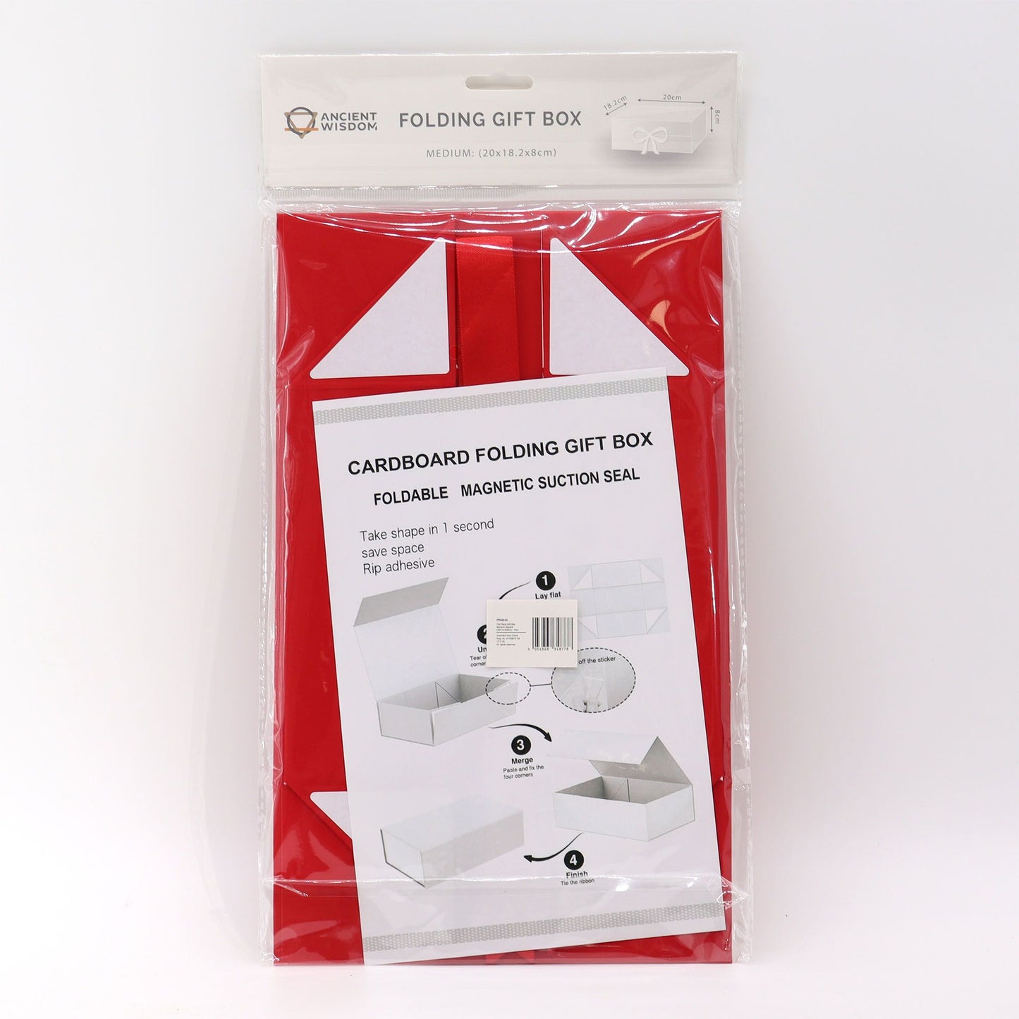 Flachverpackte Geschenkschachtel Mittel Quadratisch 20x18,2x8cm Rot