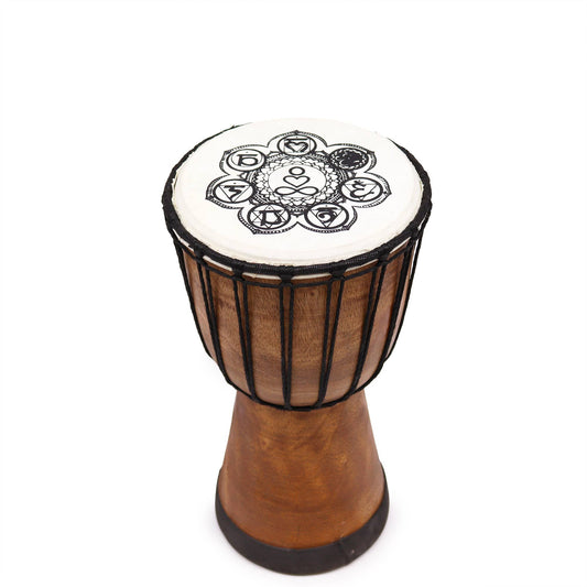 Handgemachte Breite Djembe Trommel 30cm mit Chakra Harmonie