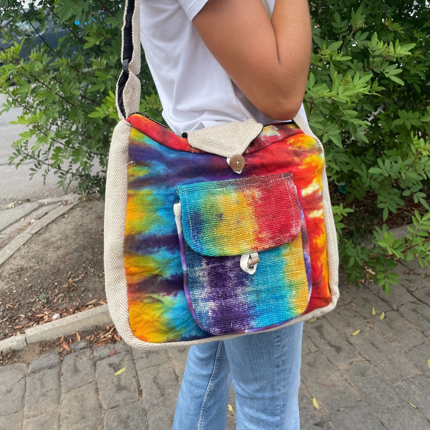 Tiedye Hanf Studien Tasche Mit Vordertasche