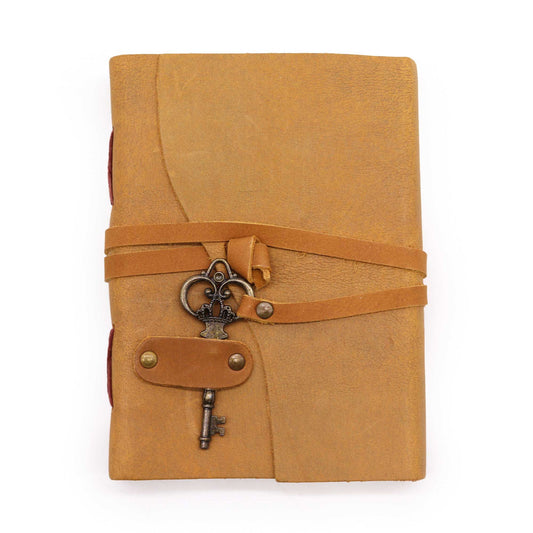 Geöltes Tan Leder Notizbuch Mit Schlüssel 200 Seiten 13x18cm