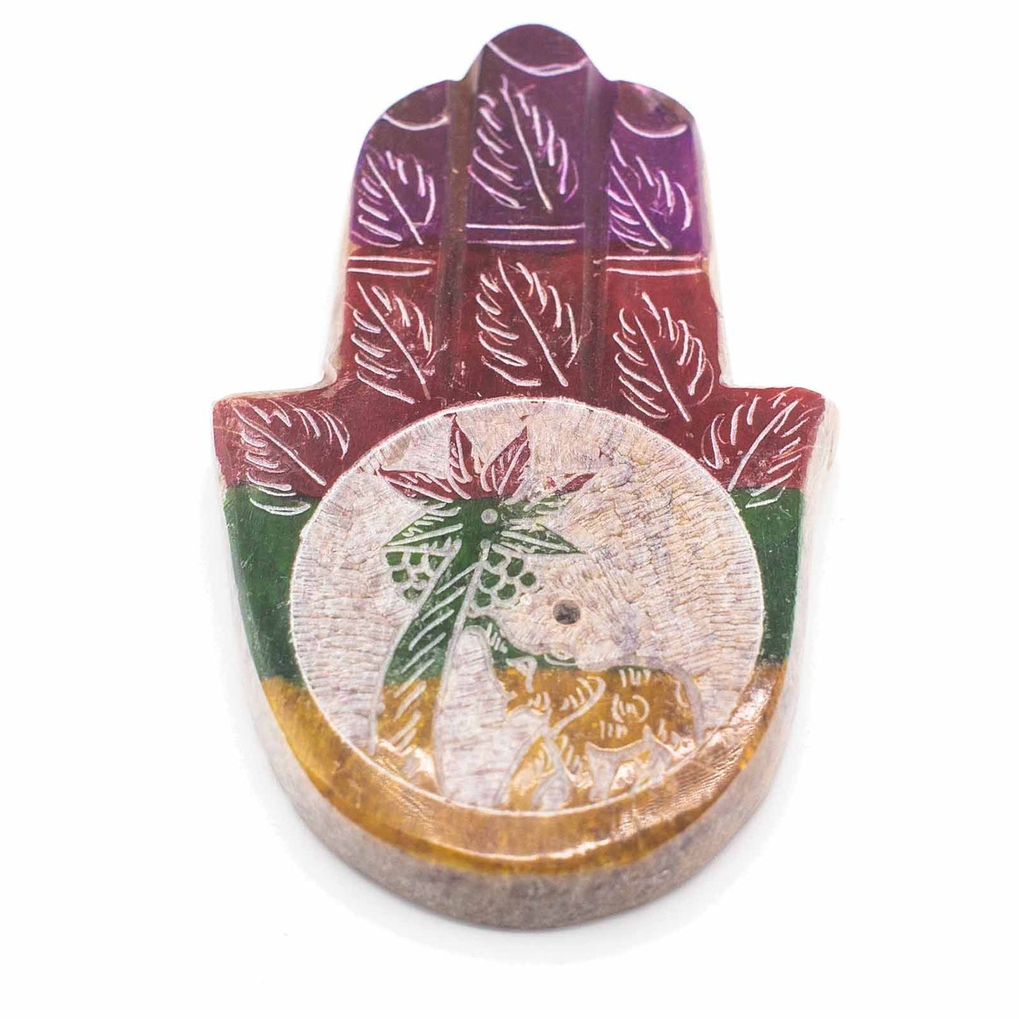 Seifenstein Hamsa Räucherstäbchen Halter 9x6cm - Elefant und Hand