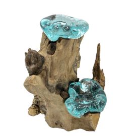 Molten Glas Kerzen Doppelhalter Auf Holz