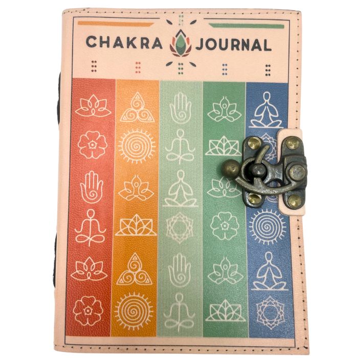 Leder Notizbuch Mit Sieben Chakra Farben Und Deckle-edge Seiten 7x5 Zoll