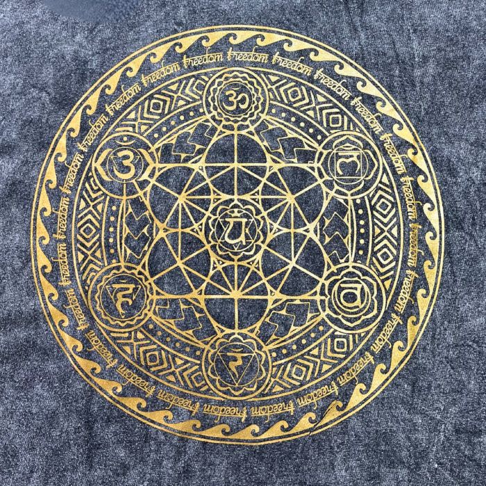 Mittleres Stein-Gewaschenes T-Shirt Chakra Dunkelgrau