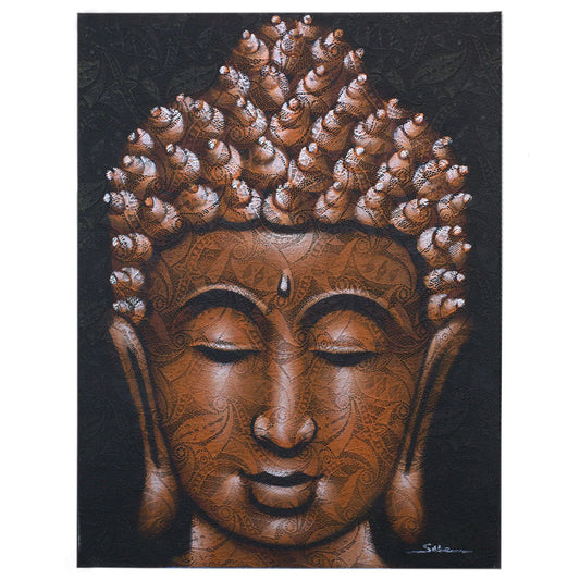 Buddha Gemälde mit Kupfer Brokat Detail