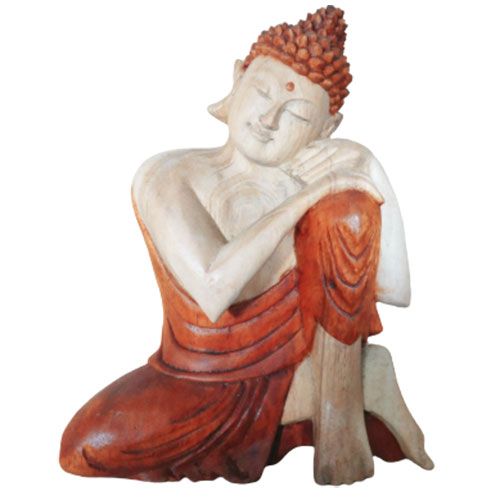 Handgeschnitzte Buddha Statue 25cm Nachdenklich