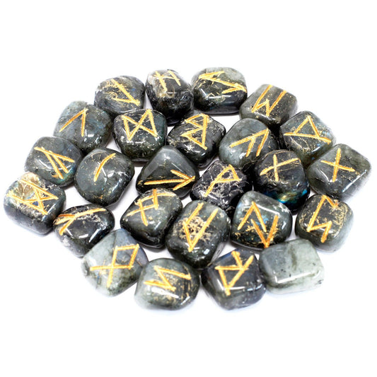 Runenstein Set in Beutel Labradorit