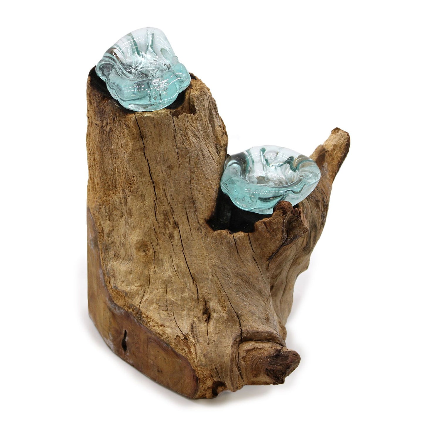 Molten Glas Kerzen Doppelhalter Auf Holz