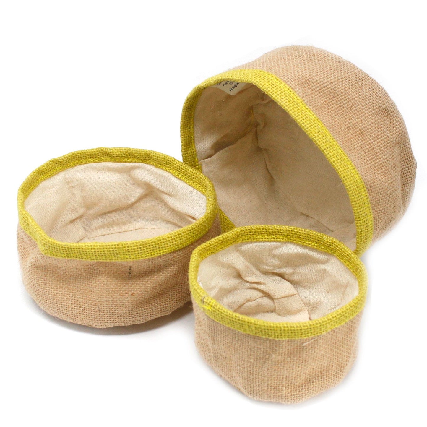 Set Mit 3 Natürlichen Jute Körben Olive