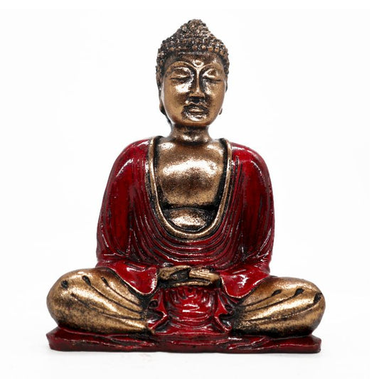Roter Und Goldener Buddha Mittelgröße Handbemalt Aus Bali