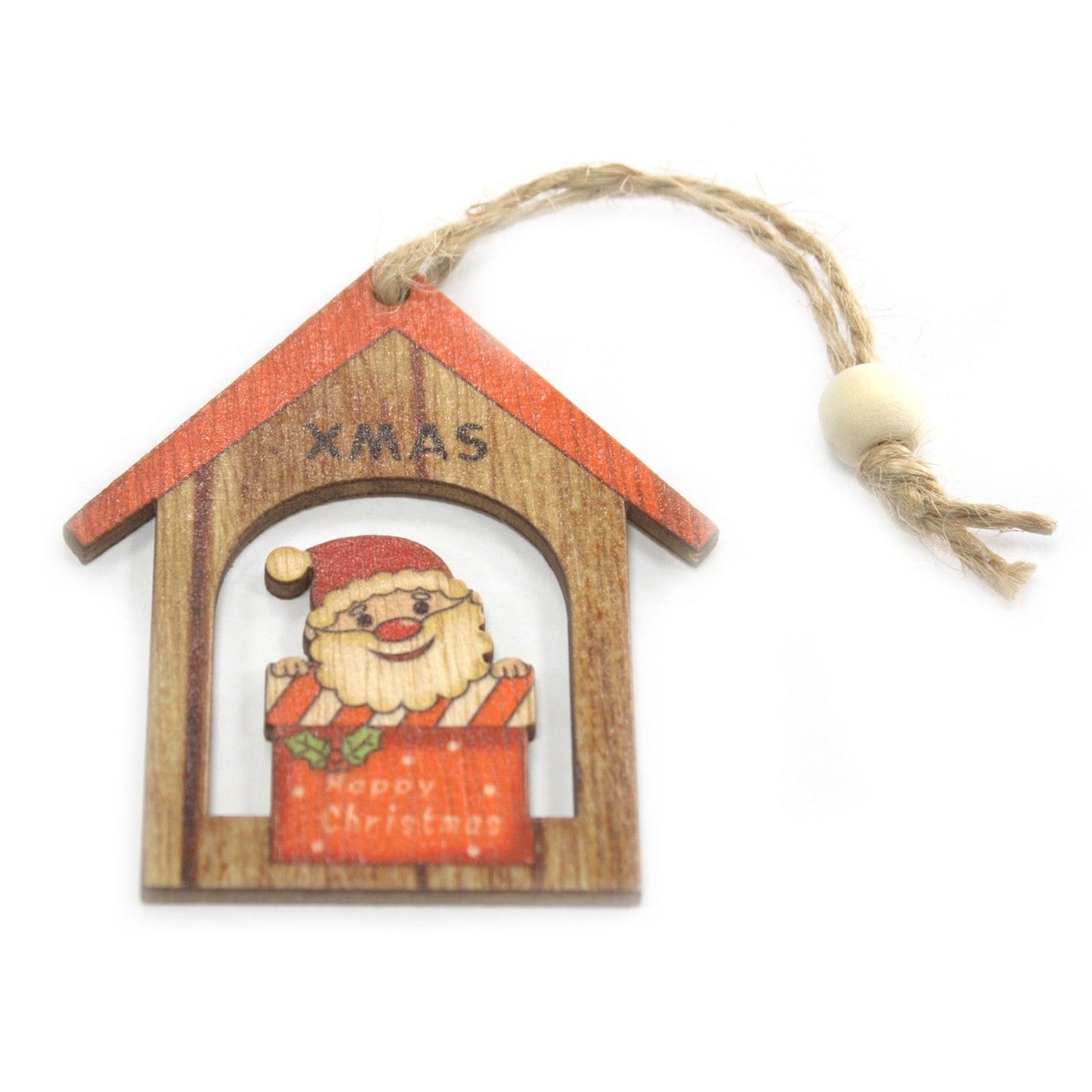 Packung Mit 2 Weihnachts Holz Bastel Dekorationen - Xmas Santa Geschenk