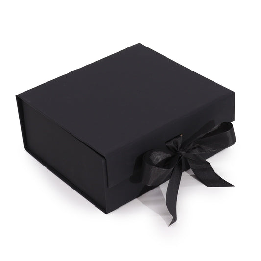 Flachverpackte Geschenkbox Mittel Quadratisch 20x18.2x8cm Schwarz