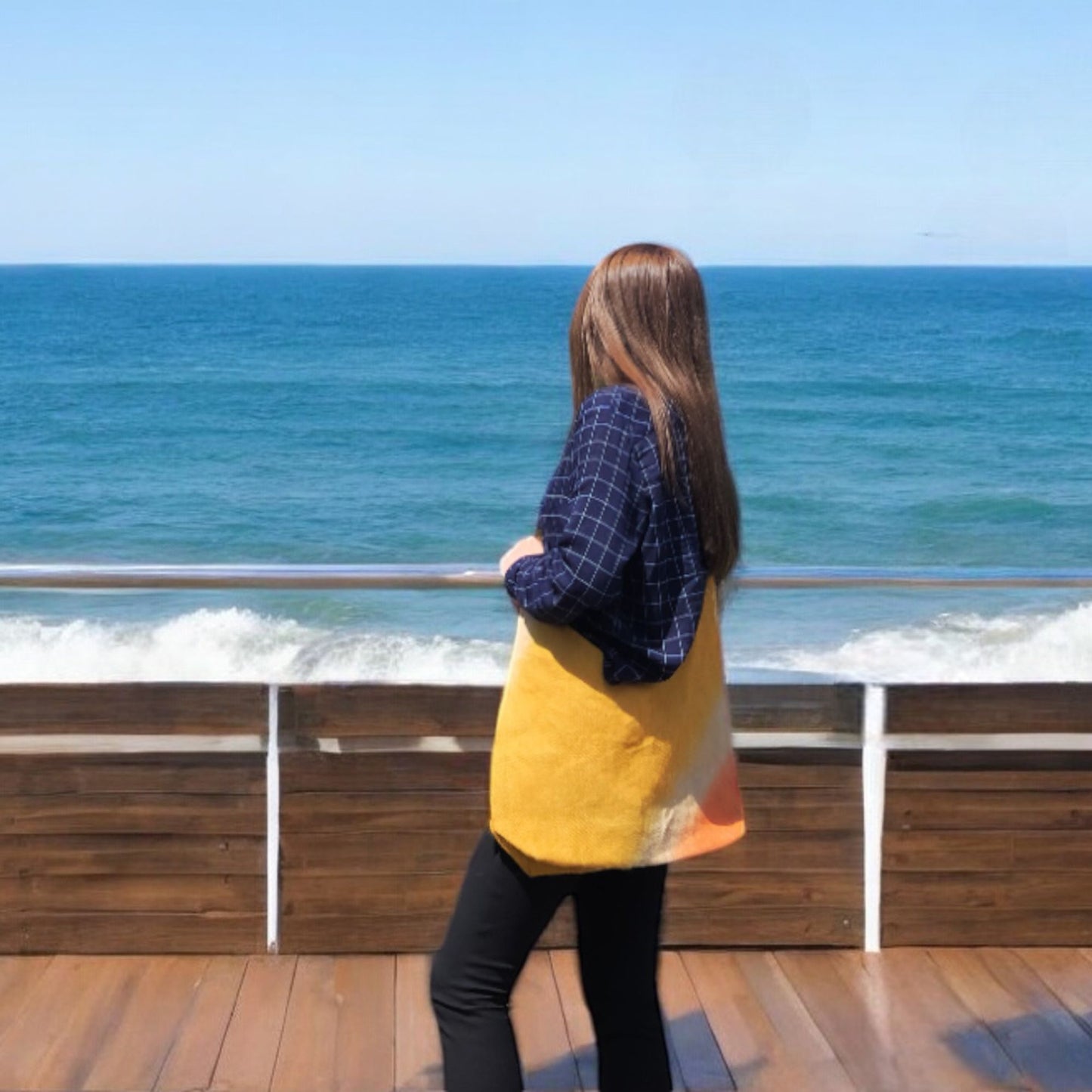 Weiche Misch Schultertasche in Kurkuma