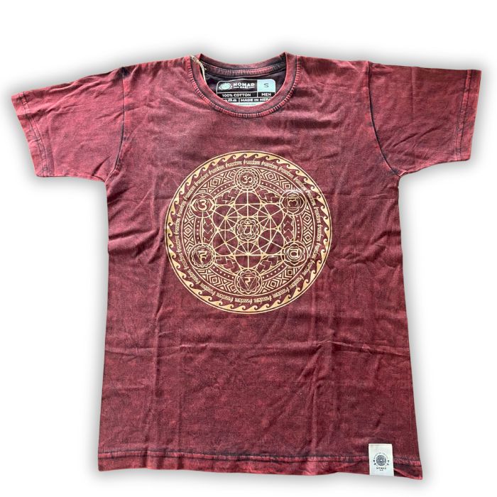 Mittlere Steingewaschene T-Shirt Chakra Maroon