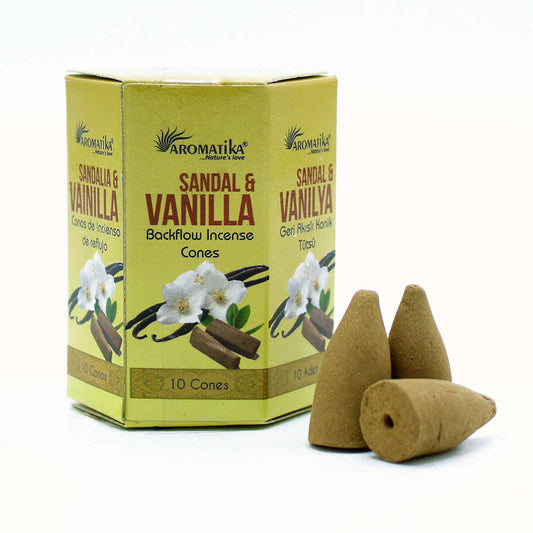 Masala Backflow Räucherstäbchen Set von 10 - Sandelholz und Vanille