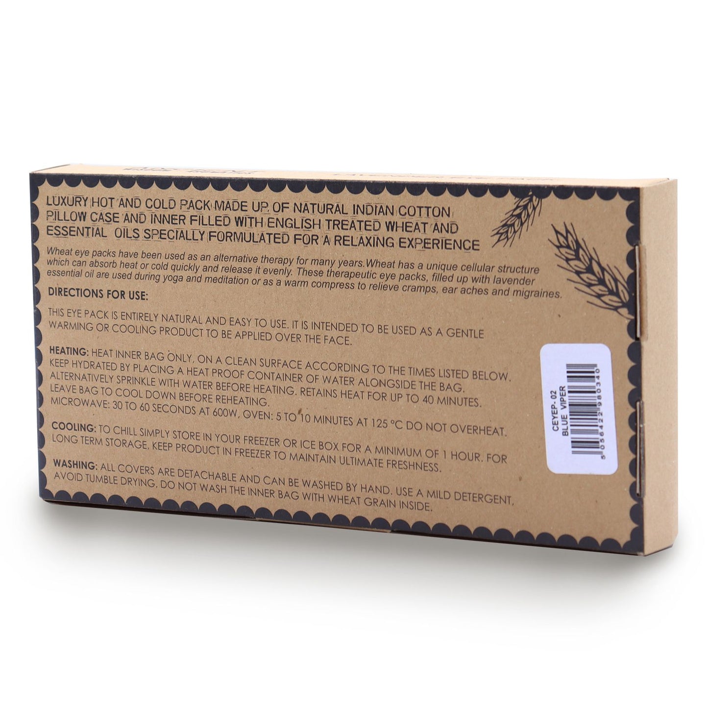 Lavendel Natürliche Baumwolle und Juco Augenmaske im Geschenkkarton Blau Viper