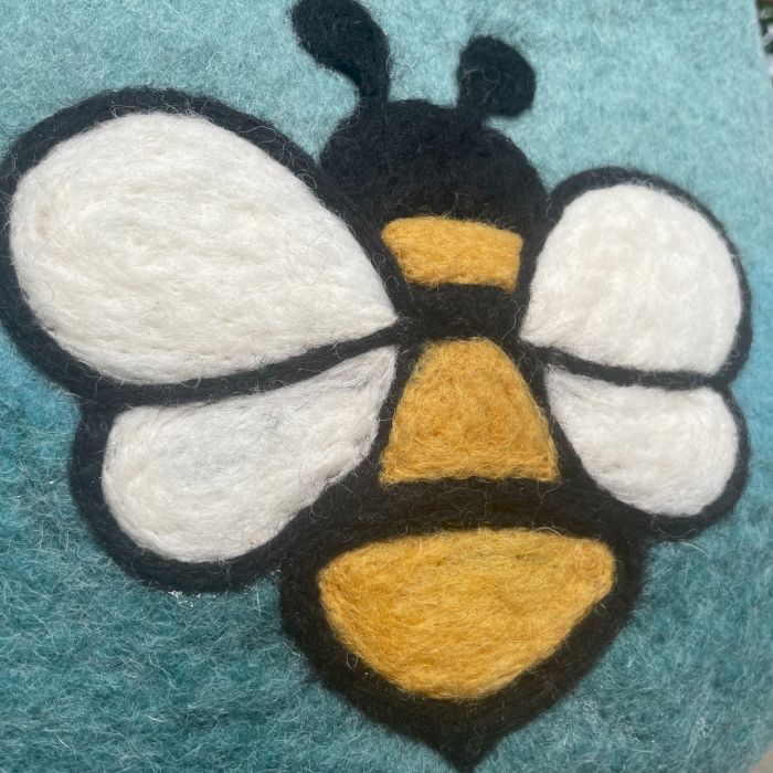 Wasserfilz Bienen Tasche mit Magnet und Einem Griff in Blau Grün
