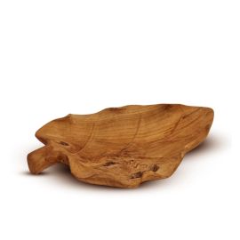 Große Blattförmige Teakholz Obstschale 40x24x5cm