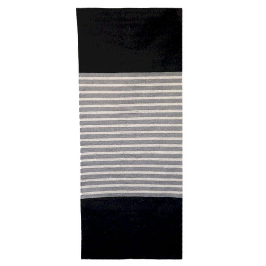 Indischer Baumwollteppich 70x170cm Schwarz Grau
