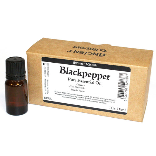 10x 10ml Schwarzer Pfeffer Ätherisches Öl Unbeschriftet