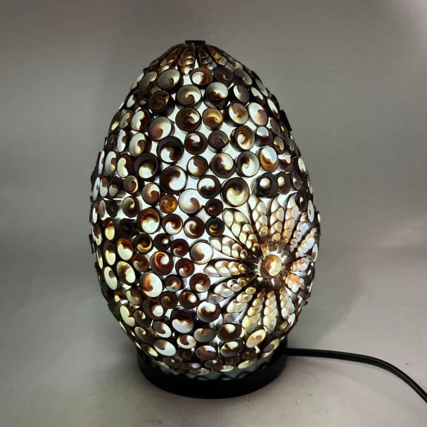Boho Muschel Lampe - Schokoladen Drehung Oval - 20cm