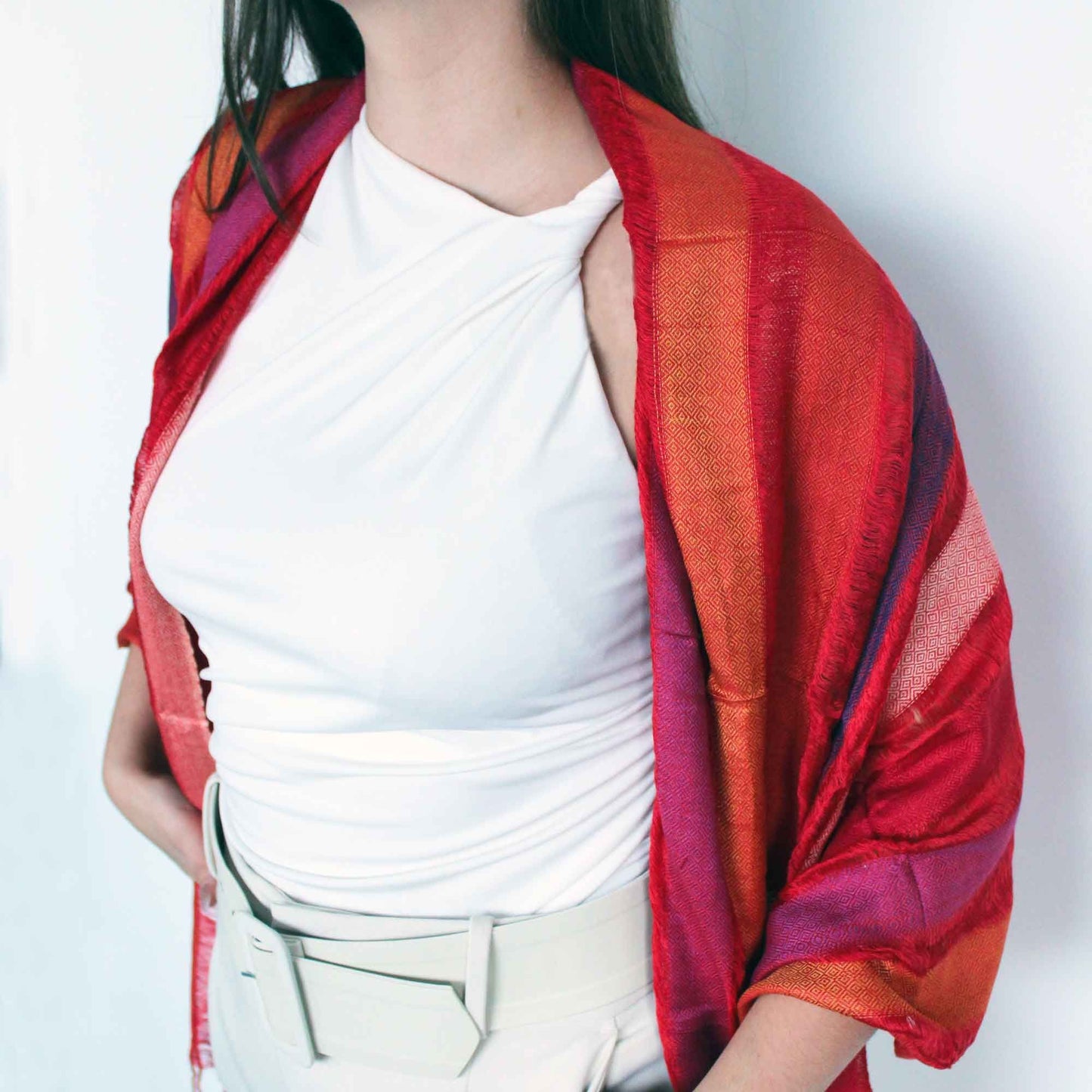 Große Indische Boho Schals 75x180cm Zufällige Purpurtöne