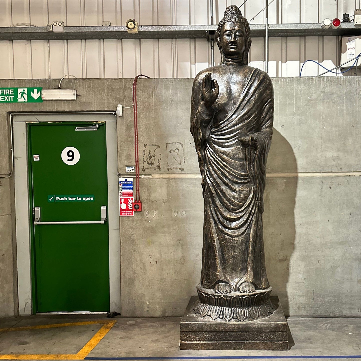 Hohe Antike Goldene Stehende Buddha Statue 3m Hoch