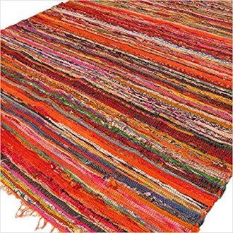 152 x 90cm Luxus Stoffteppich Orange