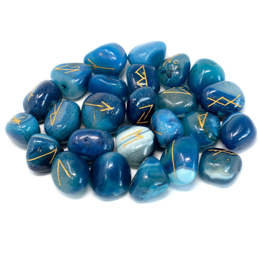 Runensteine Set in Beutel - Blauer Onyx