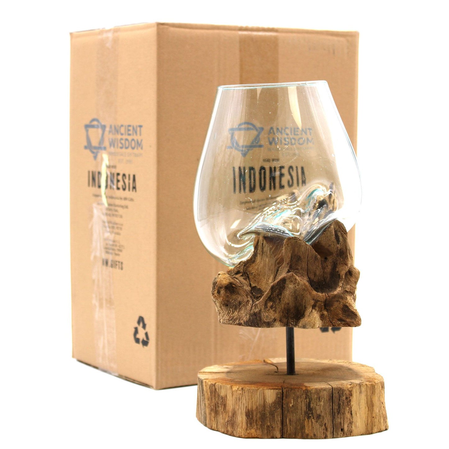 Geschmolzenes Glas Auf Holz Mit Ständer - Große Schüssel