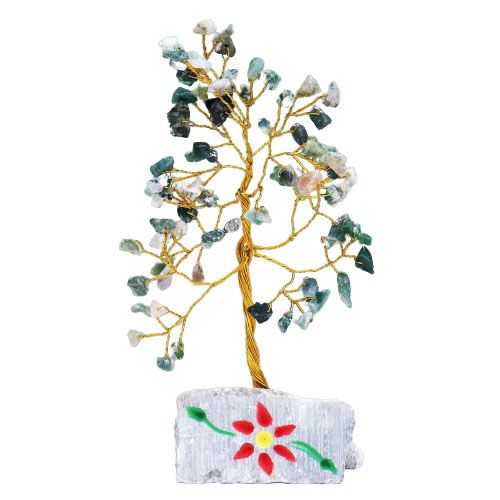 Moosachat Edelsteinbaum Mit 80 Steinen Handgemacht