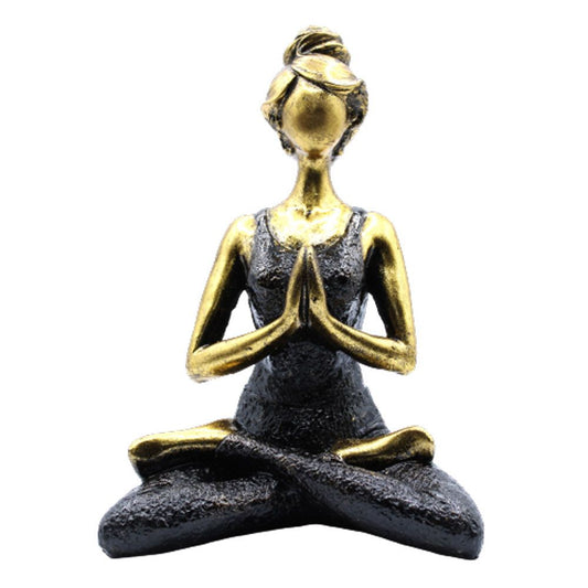Yoga Dame Figur - Bronze und Schwarz 24cm