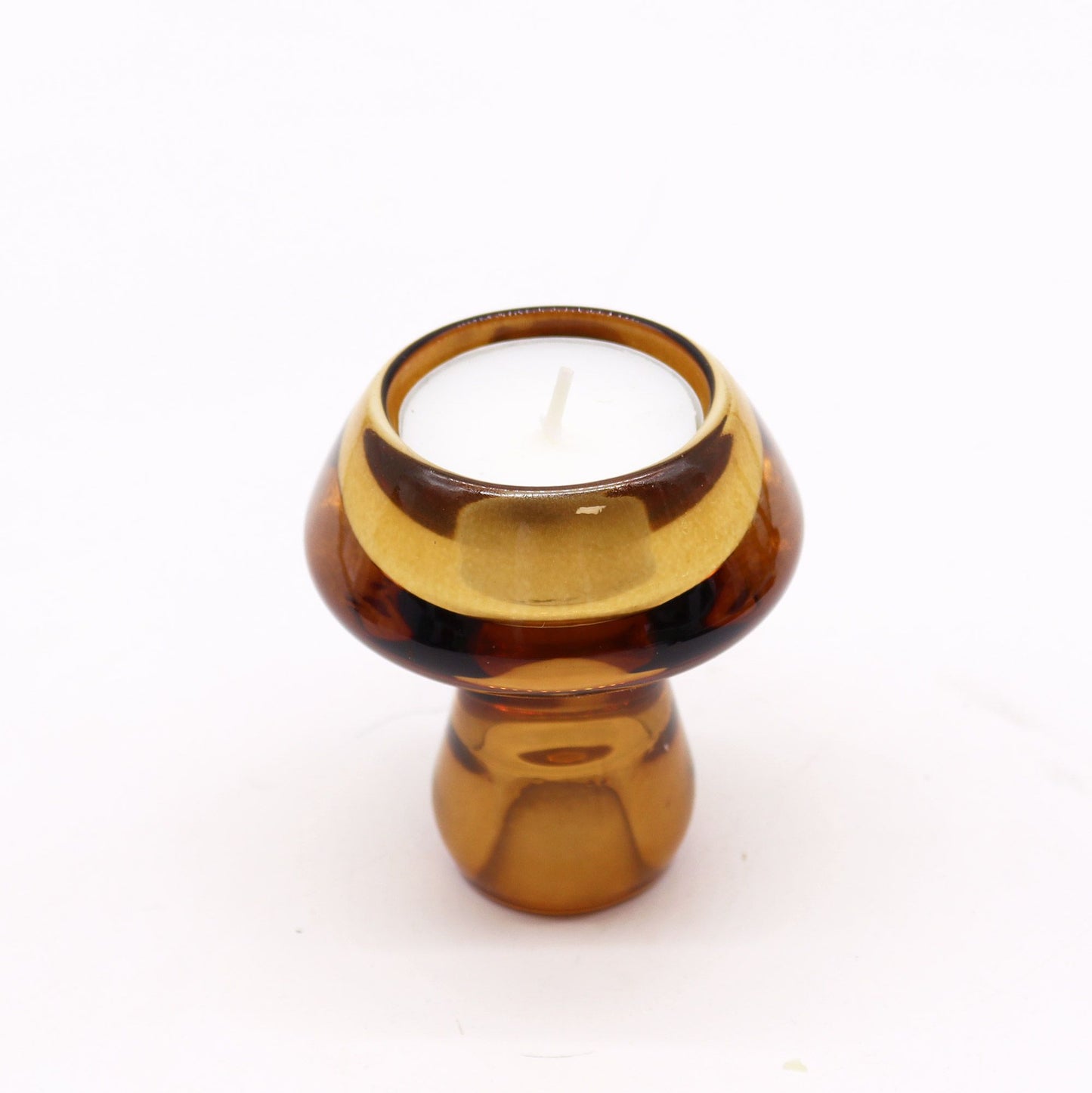 Set Mit 2 Pilz Flip Dinner Kerzenhalter Teelichthalter Antik Amber