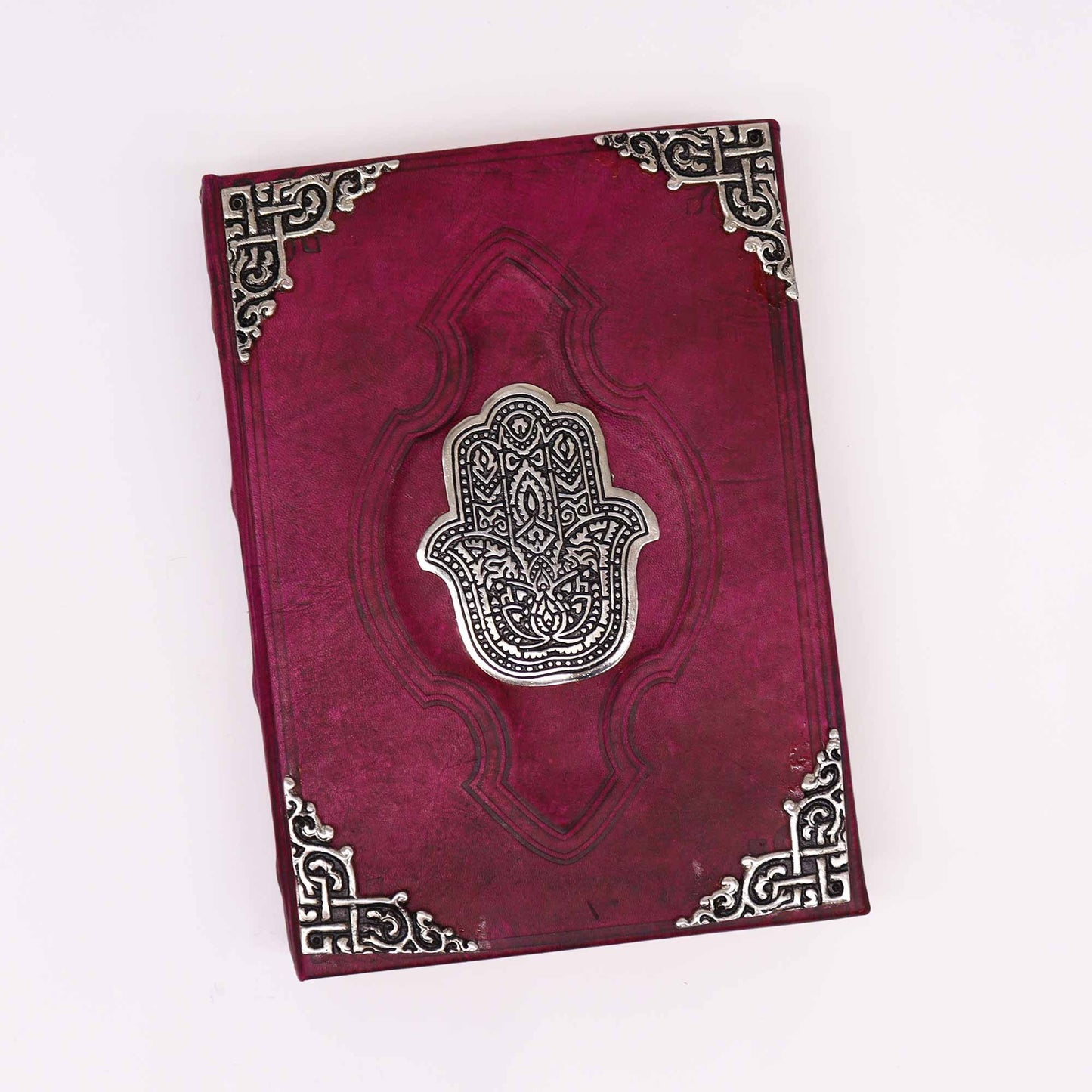 Robustes Rotes Tan Buch - Zink Hamsa Dekor - 200 Deckle Kanten Seiten - 26x18cm