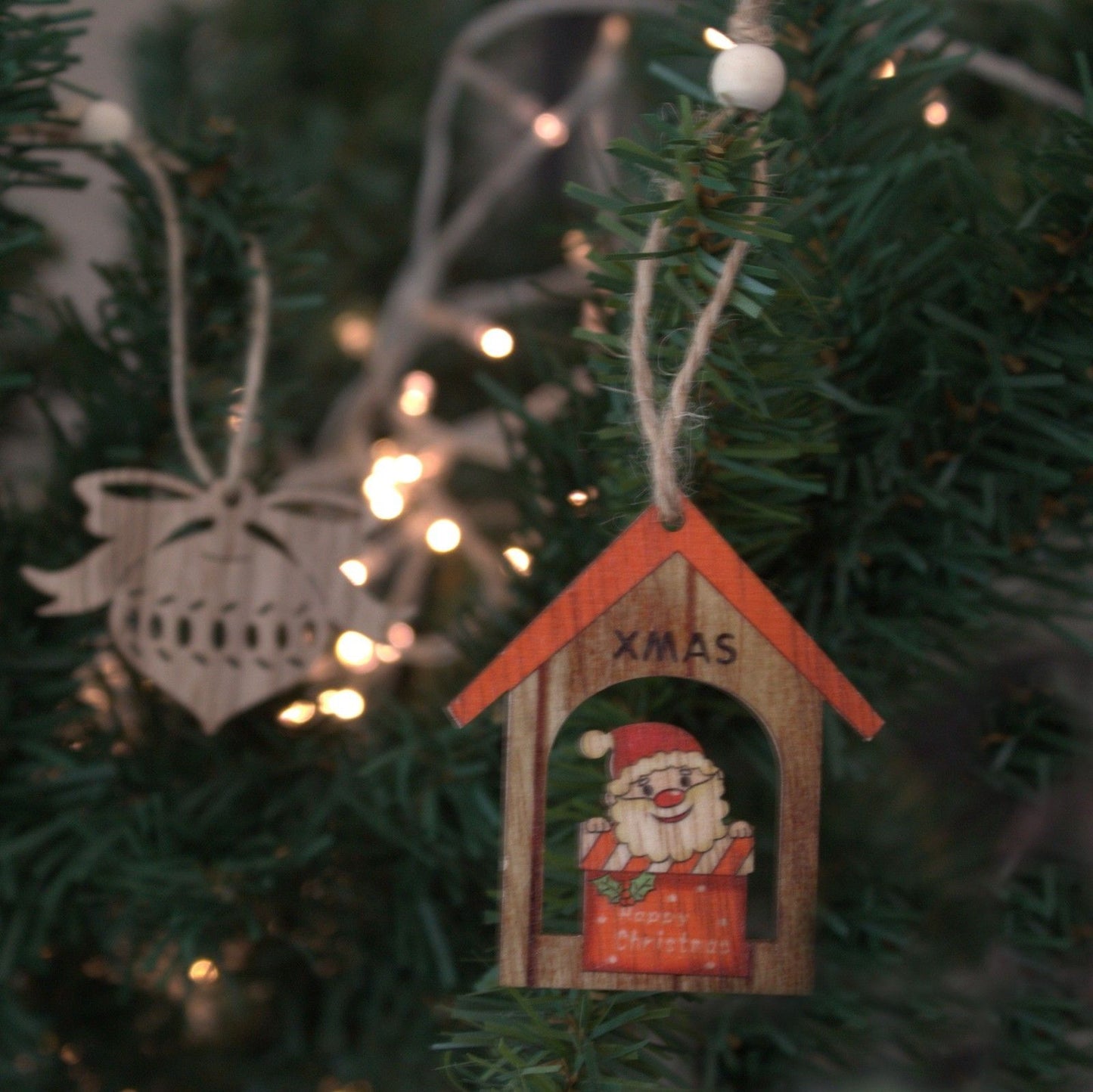 Packung Mit 2 Weihnachts Holz Bastel Dekorationen - Xmas Santa Geschenk