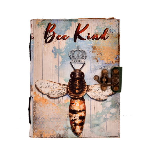 Leder Notizbuch Bee Kind Mit Deckle Edge 7x5 Zoll