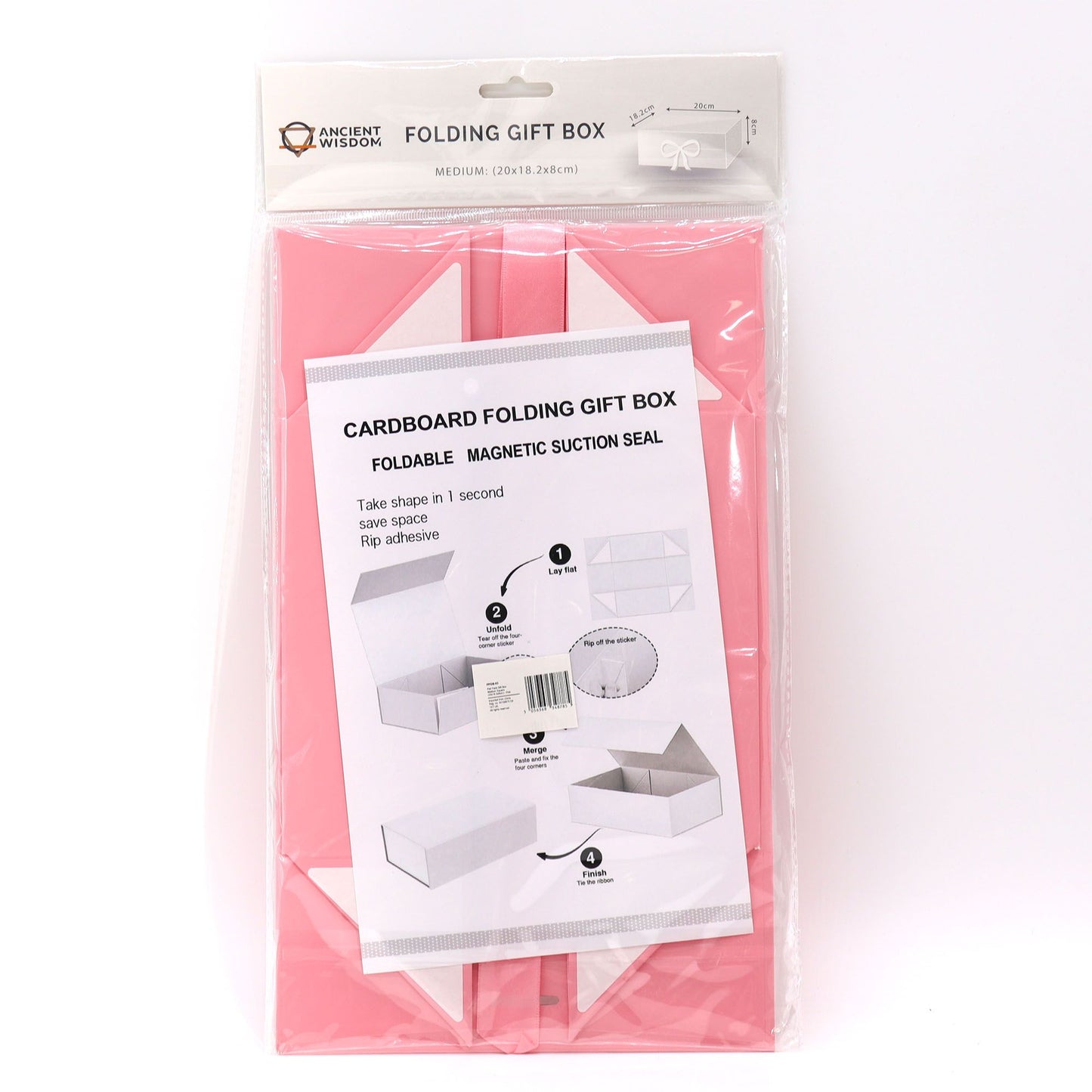 Flache Geschenkbox - Mittlere Quadratische Größe (20x18,2x8cm) - Rosa