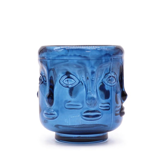 Set Mit 2 Buddha Gesichtern Kerzenbehälter - Königsblau