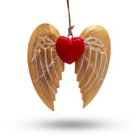 Goldene Weihnachtsengel Flügel Und Herz Mit Weißen Details