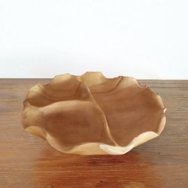 Glatter Runder Teakholz Obstschale Drei Abschnitte 30x5.5cm
