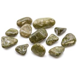 Sack Mit 12 Mittleren Afrikanischen Tumble Stones - Epidot Schneeflocke