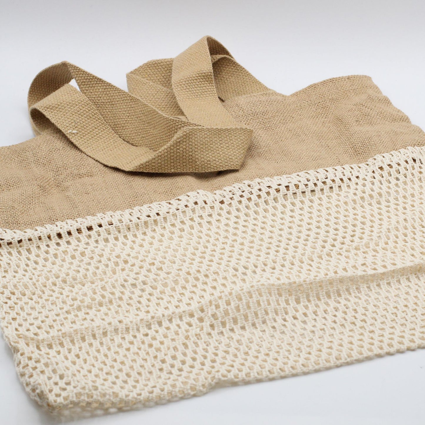Reine Weiche Jute Und Baumwolle Netz Tasche - Natur
