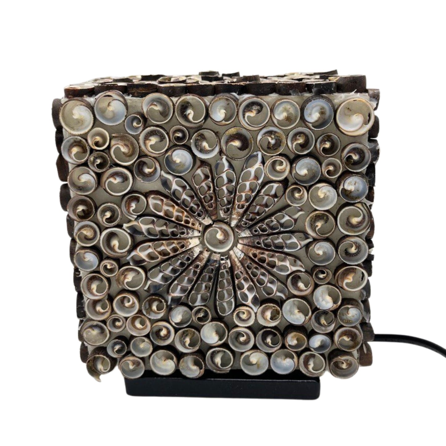 Boho Muschel Lampe - Schokoladen Twist Quadrat - 15cm