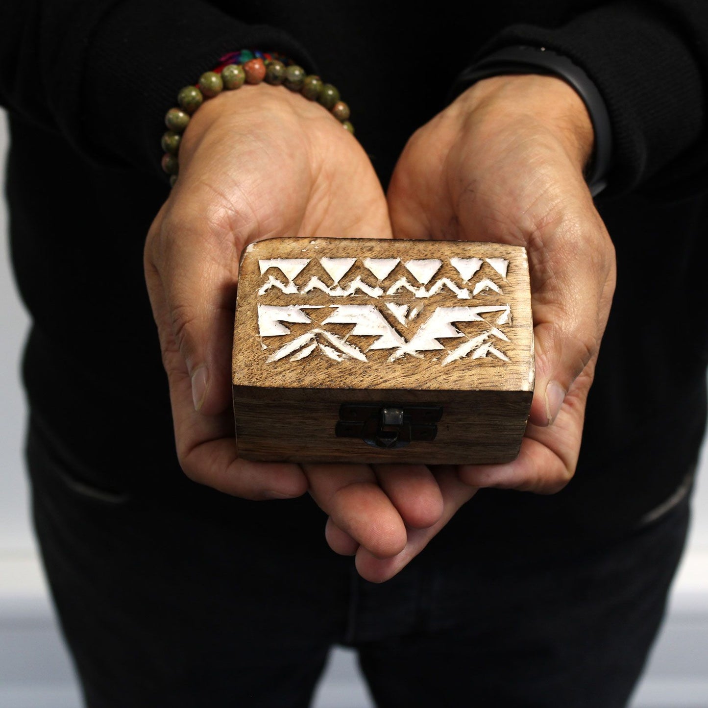 Weiß Gewaschene Holzkiste Pillenbox Slawisches Design