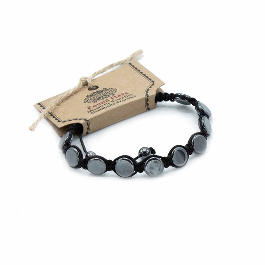 Magnetisches Hämatit Shamballa Armband Runde Flachperlen
