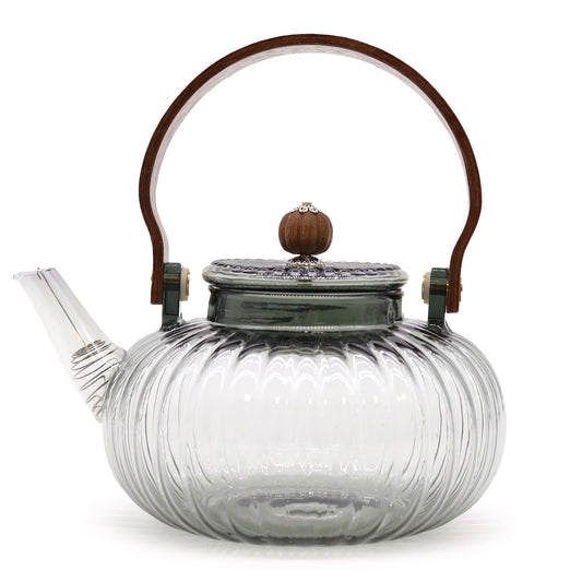 Glas Teekanne Mit Infuser - Kohle Gerippte Perle - 950ml