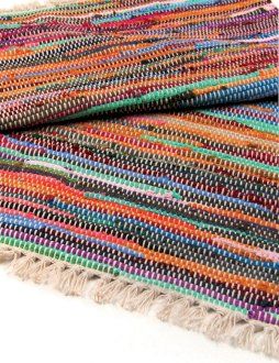155 x 90cm Luxus Teppich Aus Rags - Natur